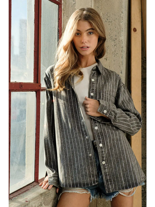 High Luxury Embellished Sparkle Stone Stripe Jacket