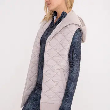 Oversized Quilted Fleece Vest with Hood