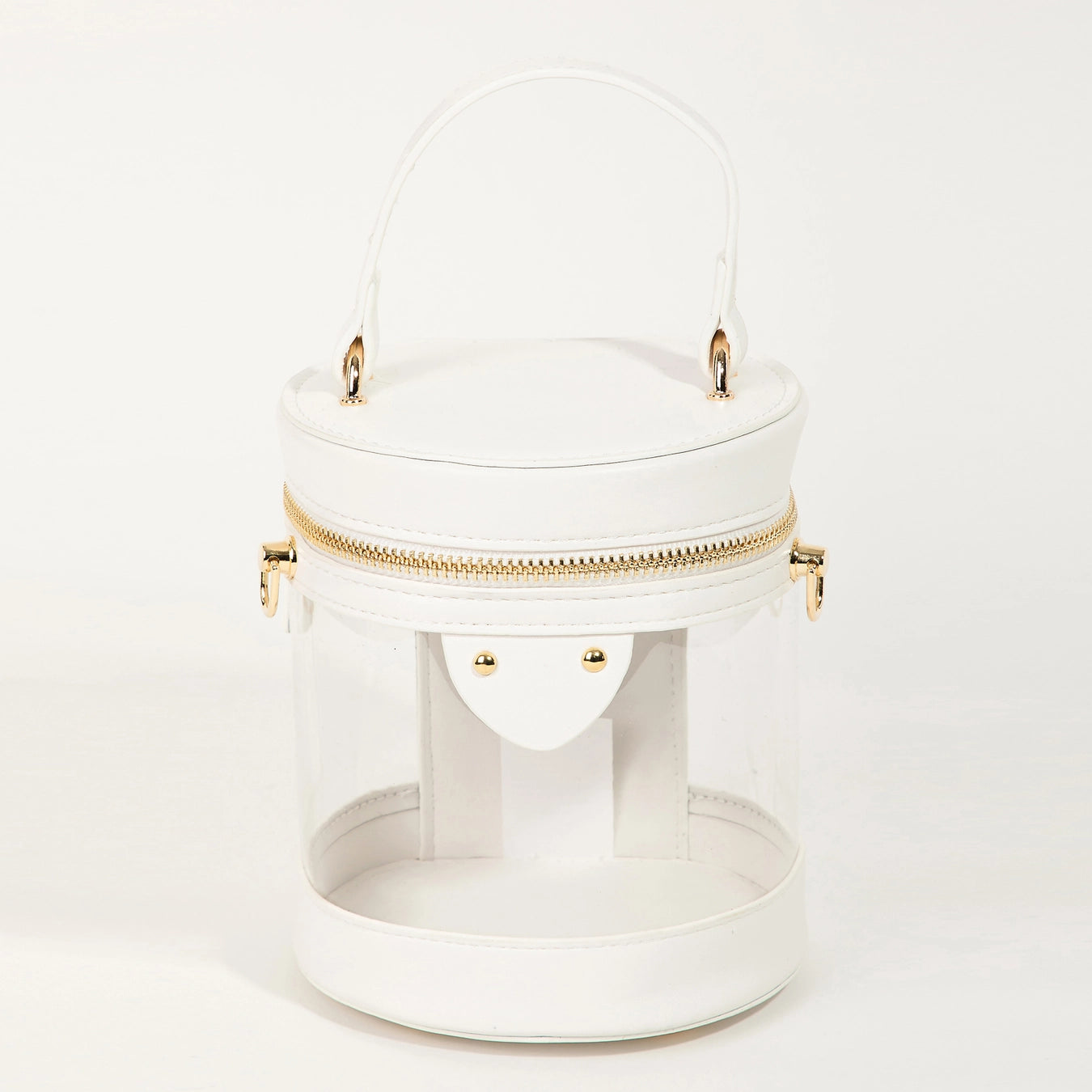 Clear Faux Leather Cylinder Bucket Bag