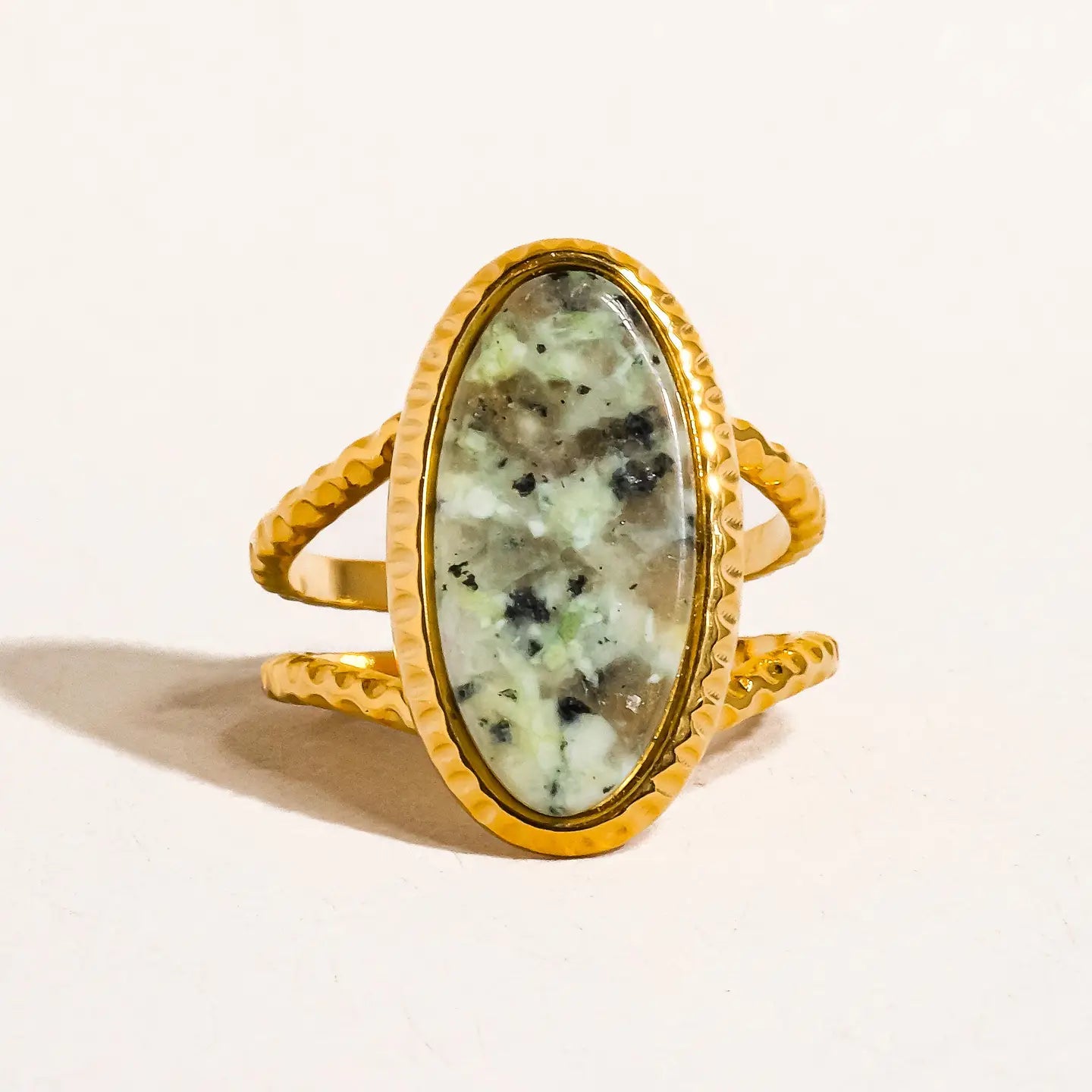 Ashwin 18K Gold Non-Tarnish Natural Stone Ring