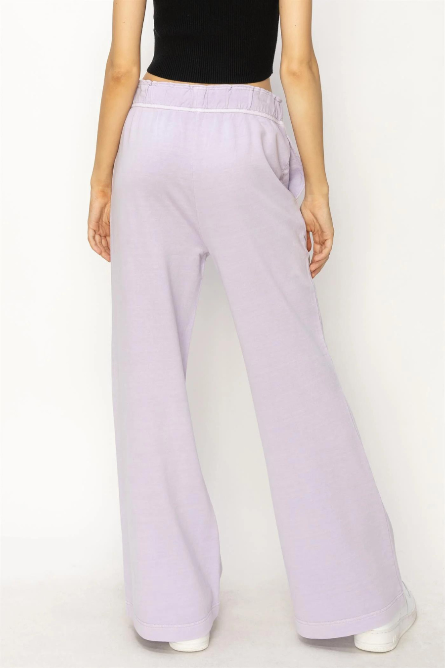 back close up view of Presley high waist flare pants 