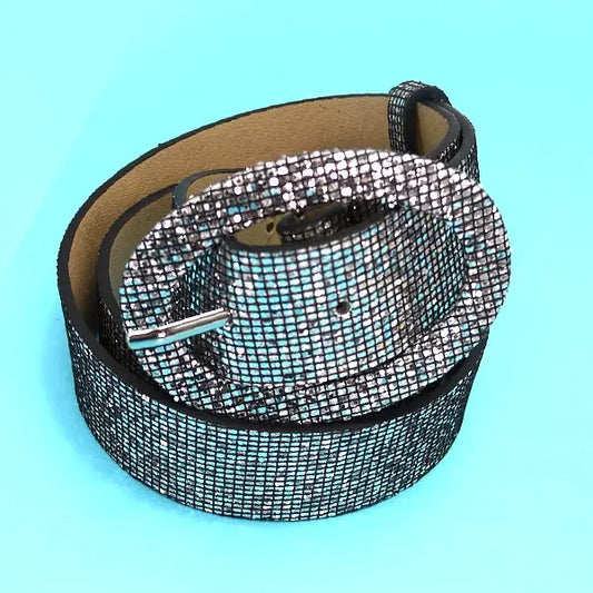 Faux Leather Glitter Strap Waistband Belts