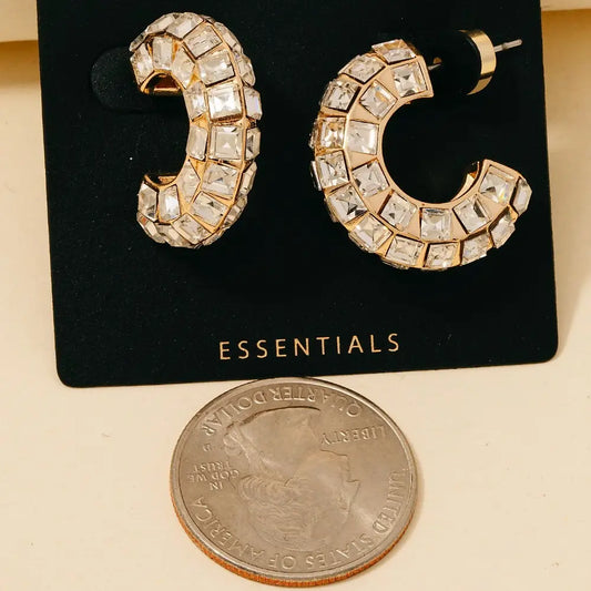 Gold Dipped Square Cz Pave Tube Hoop Earrings