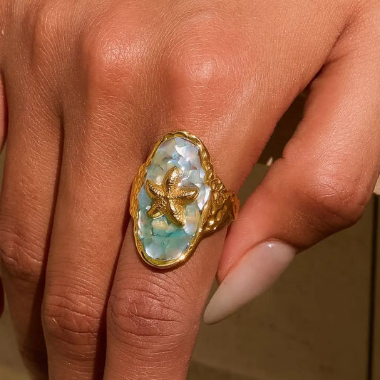 Keshet 18K Gold Non-Tarnish Starfish Ring