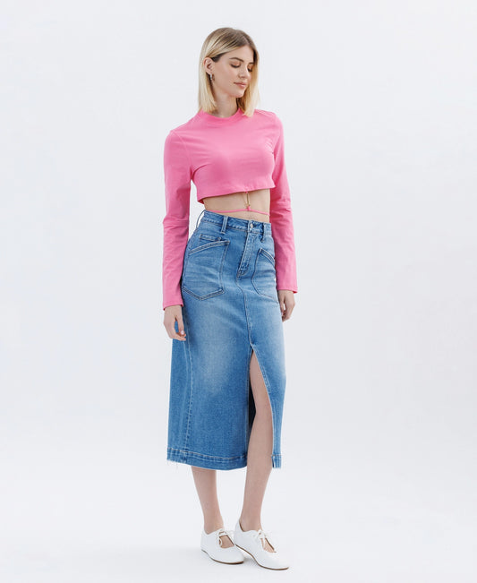 High Rise Utility Midi Skirt