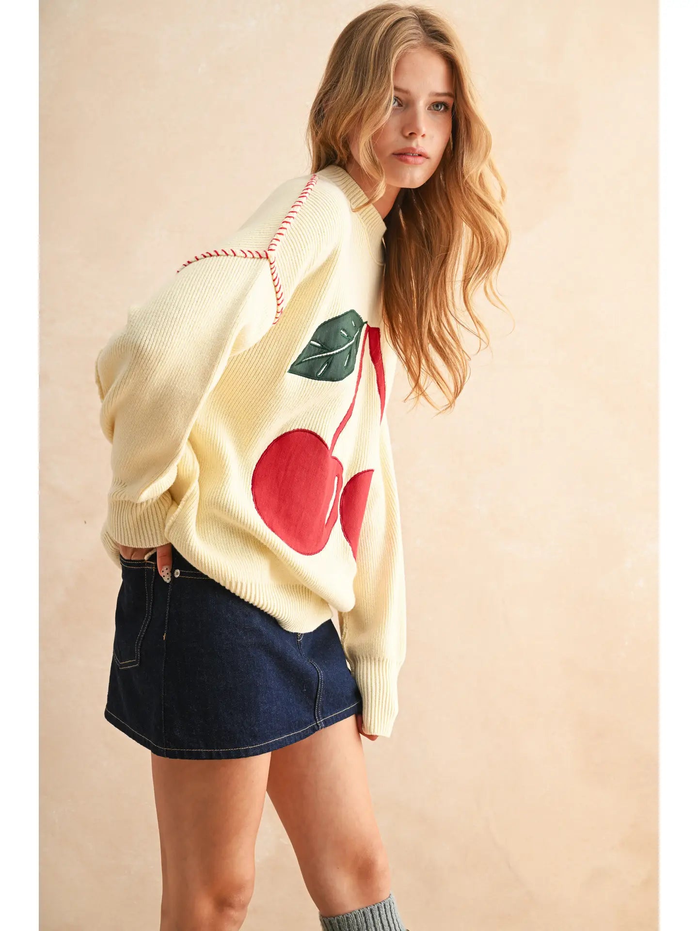 Cherry Patch Front Sweater Top