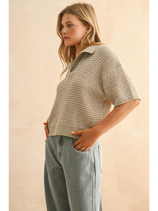 Multi Color Collared Knitted Top