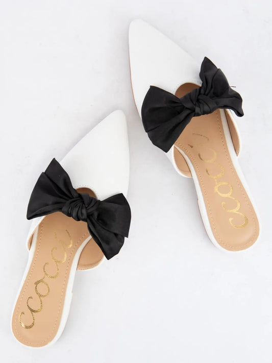 Satin Bow Decor Pointed-Toe Slip-On Mule