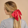Holiday Satin & Rhinestone Bow Scrunchie