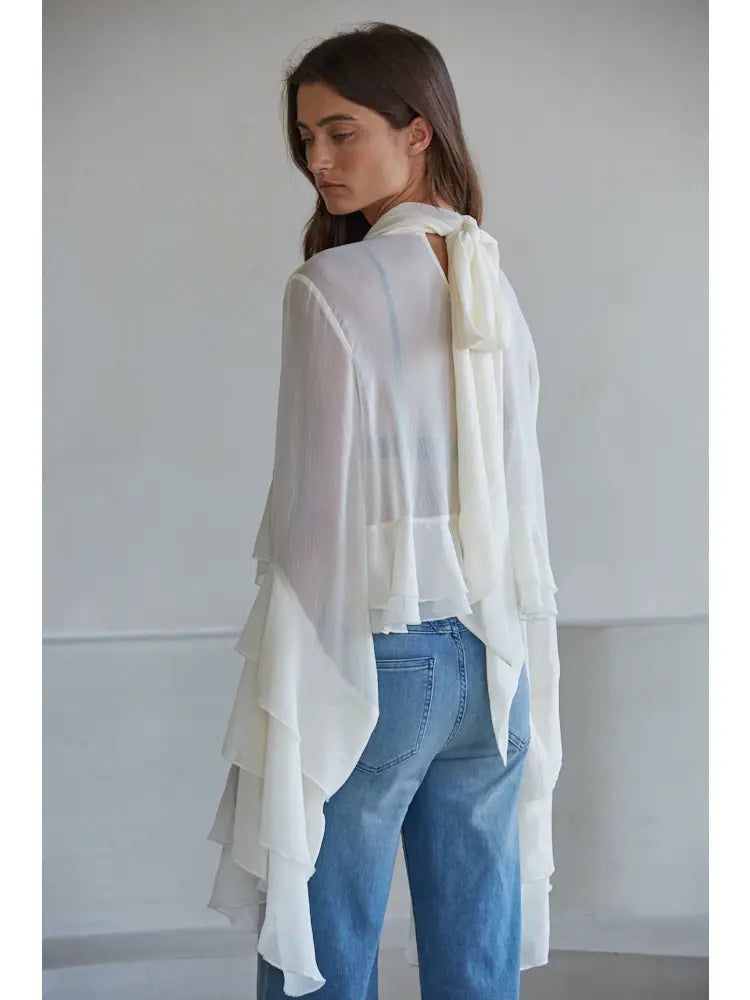 Woven Polyester Chiffon See Through Top