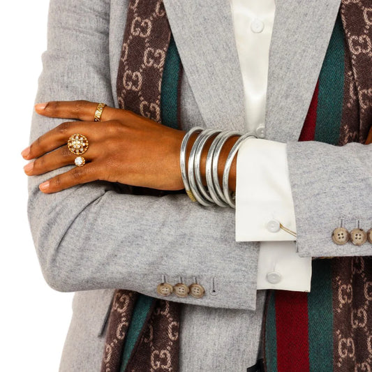 Silver Bangles (Serenity Prayer) - Set of 6