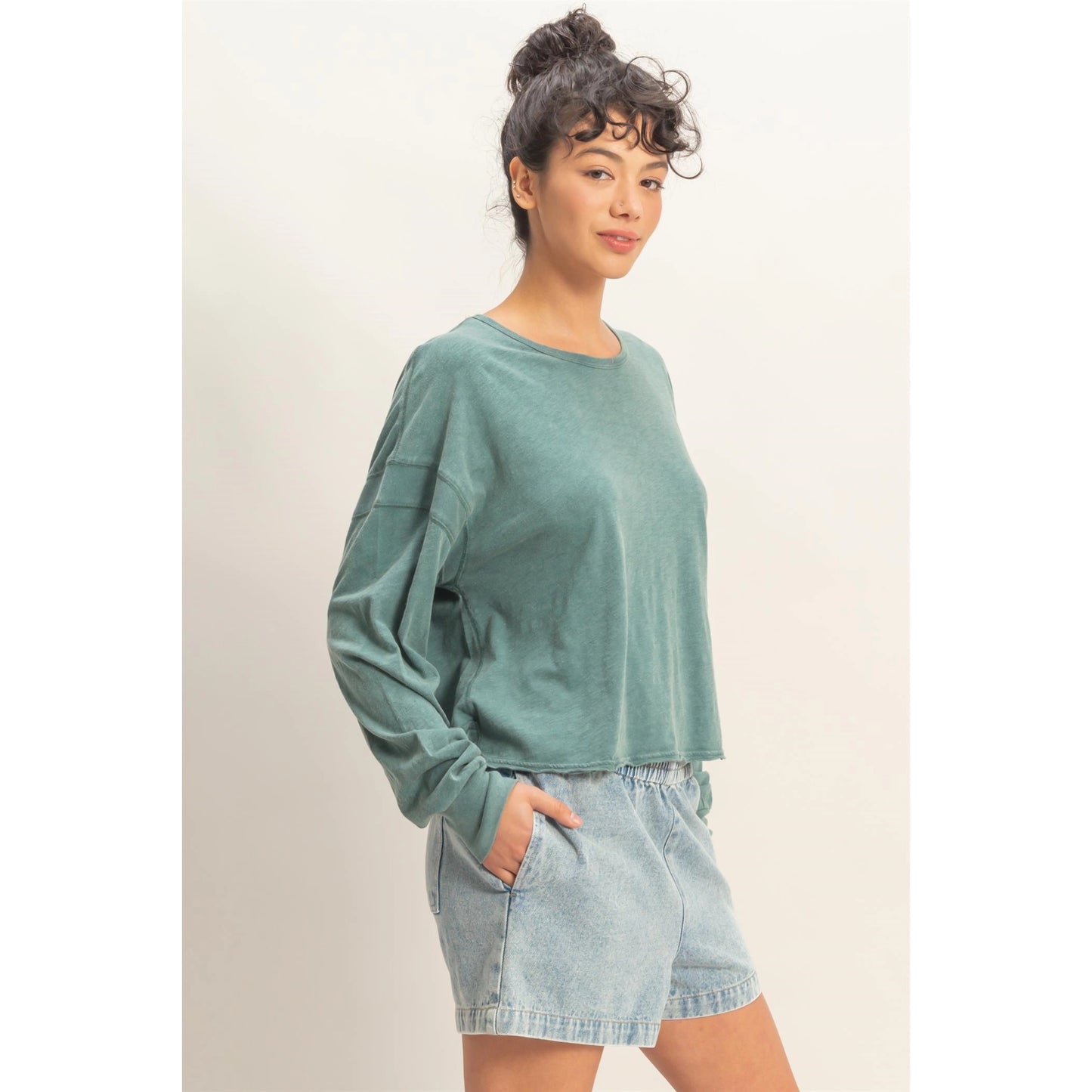 Cross Detail Open Back Long-Sleeve Top