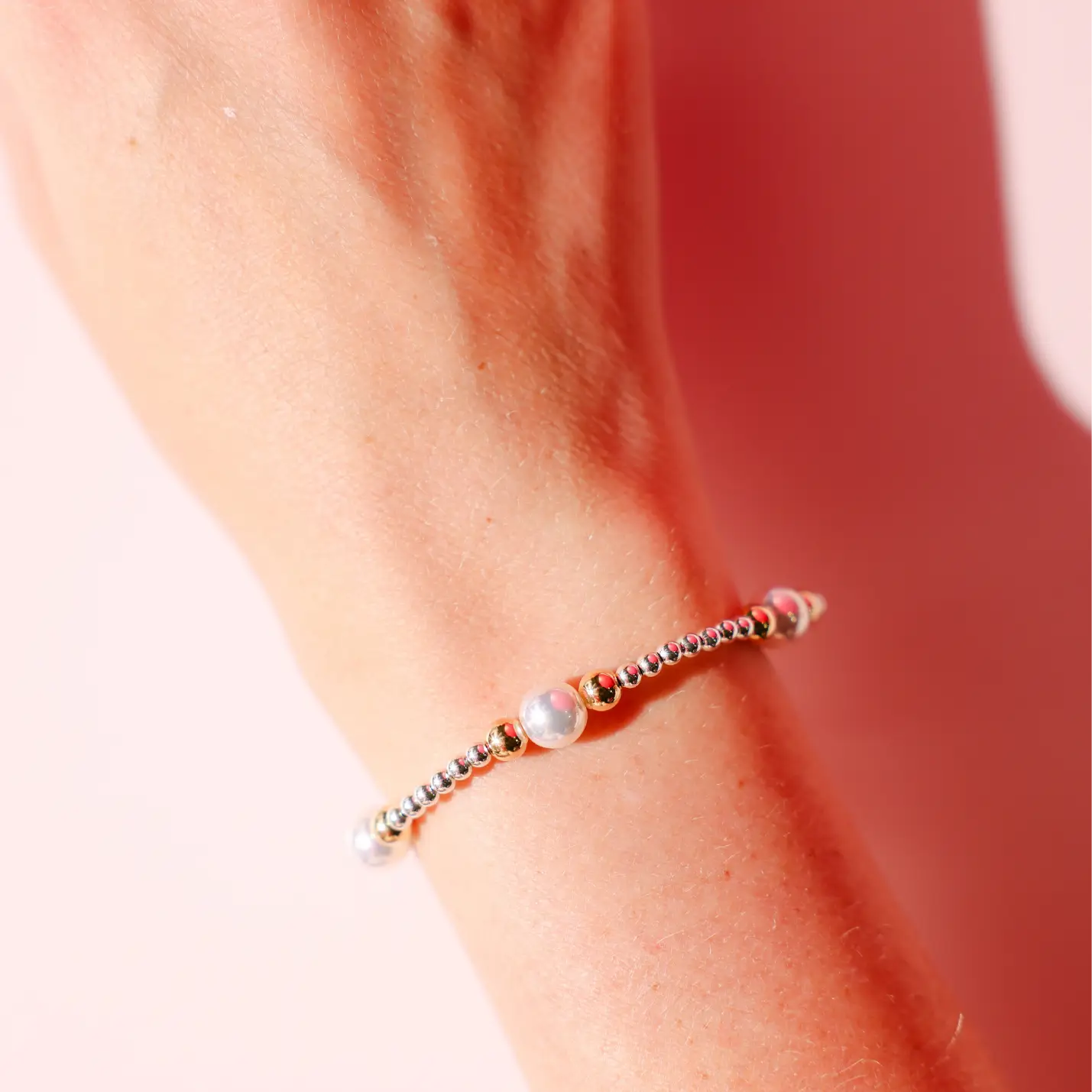 Serena Pearl Bracelet in Silver with Gold