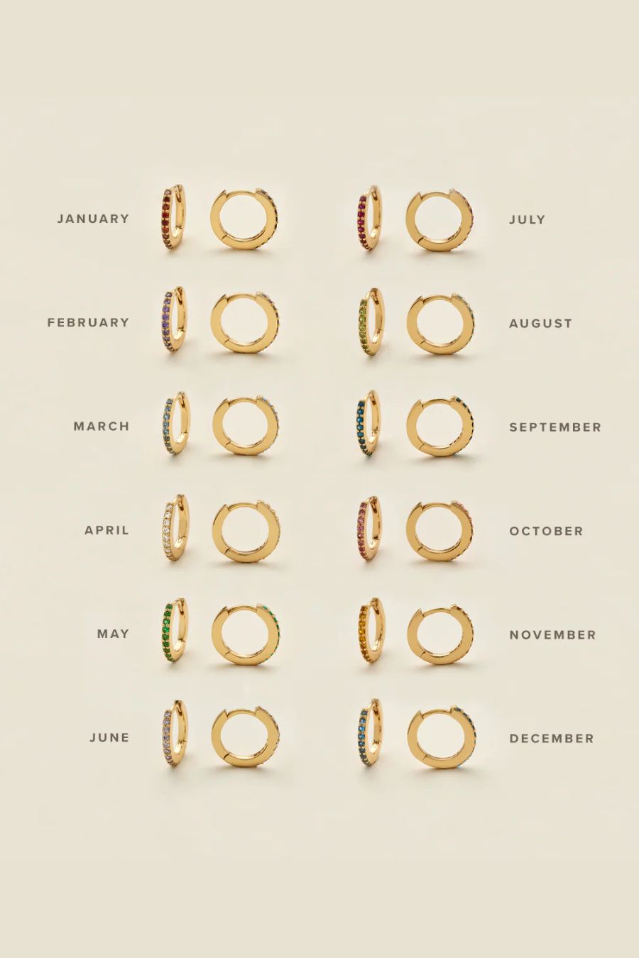 Made by Mary January Birthstone Hoop Earrings