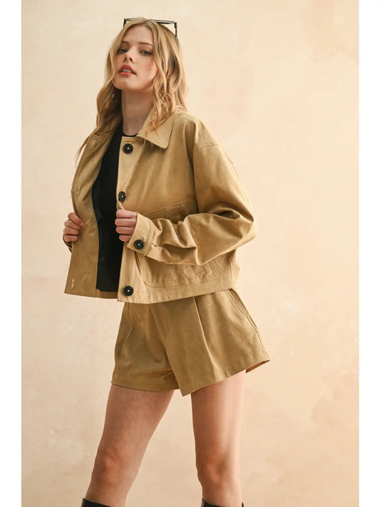 Suede Jacket with Pocket