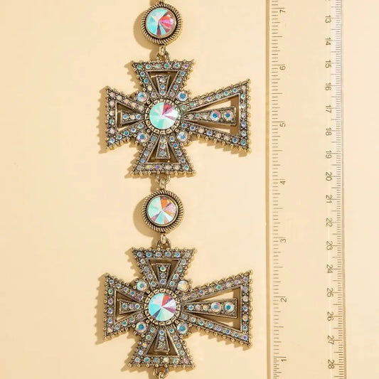 Pave Crystal Cross Chain Belt