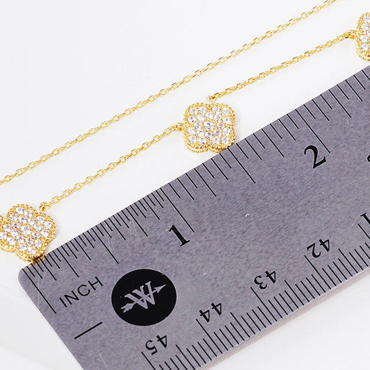 Cz Gold-Dipped Linked Clover Necklace