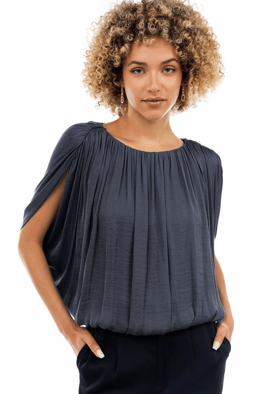 Grecian Drape Bubble Blouse