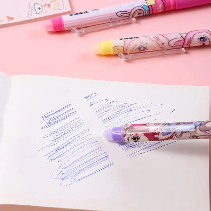 Labubu Erasable Press Gel Pen Cute Labubu pen-4pcs Set