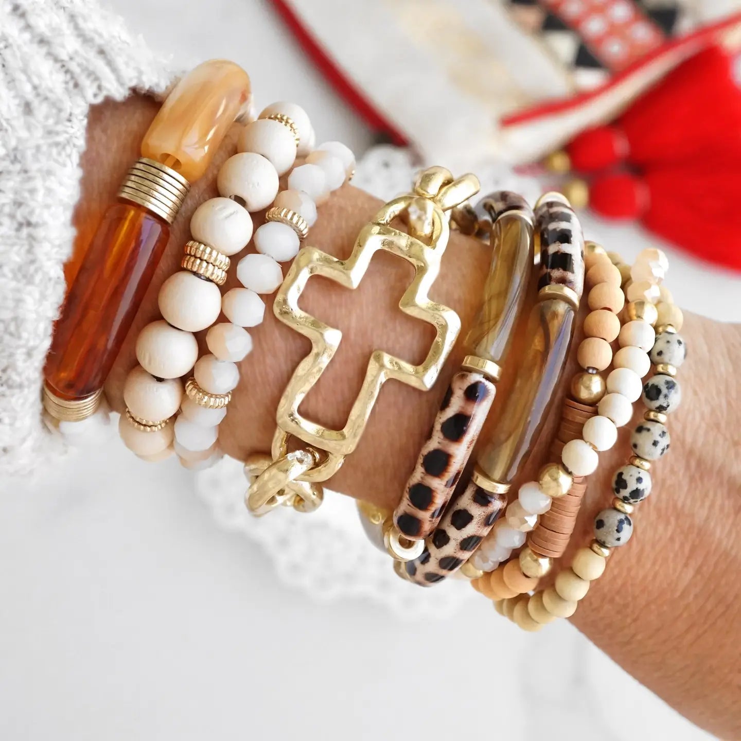 Chunky Chain Cross Bracelet