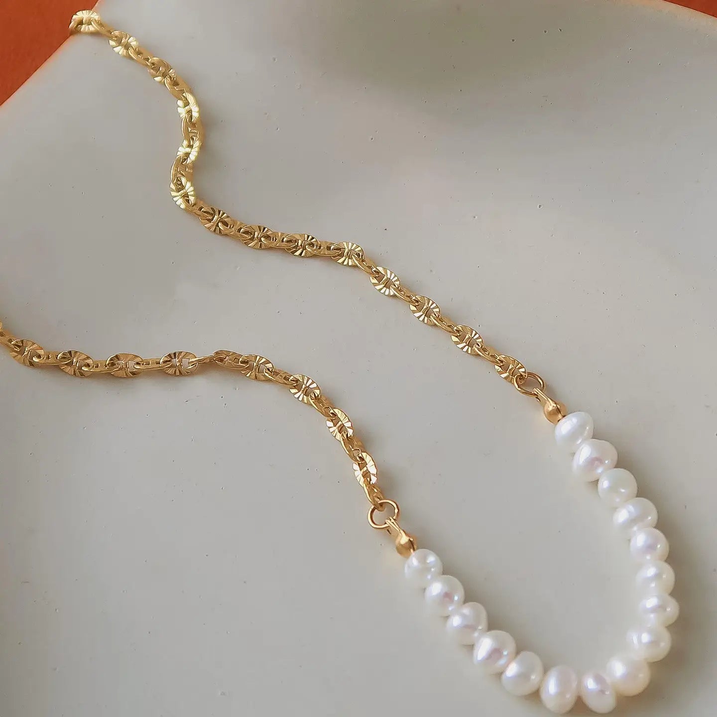 Margaux 18K Gold Non-Tarnish Freshwater Pearl Chain Necklace