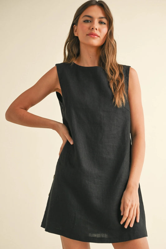 Button Detail Linen Dress