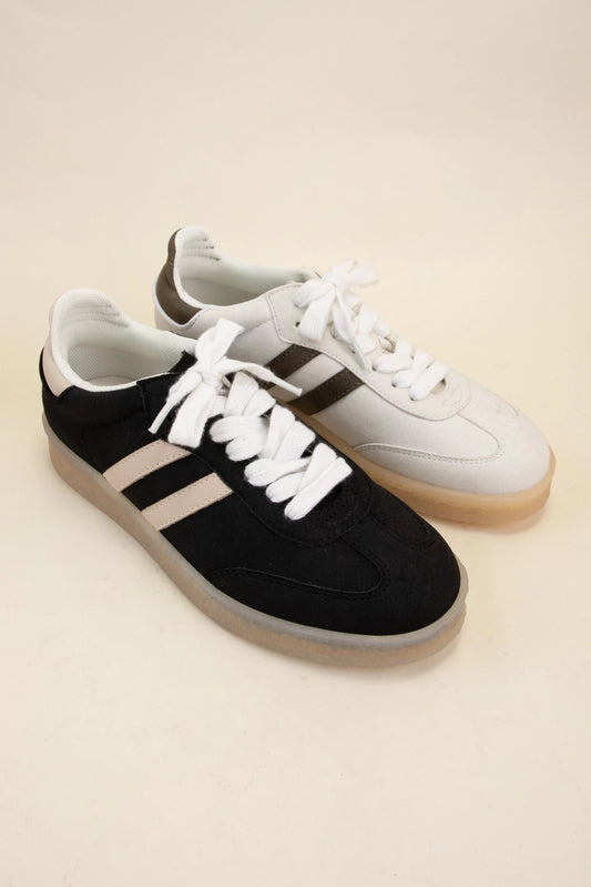 Christi Black Double Stripe Design Sneakers