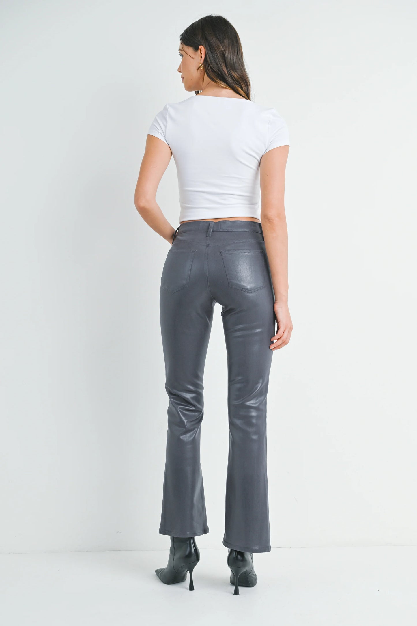 The Posie Coated Slim Bootcut Denim Jeans