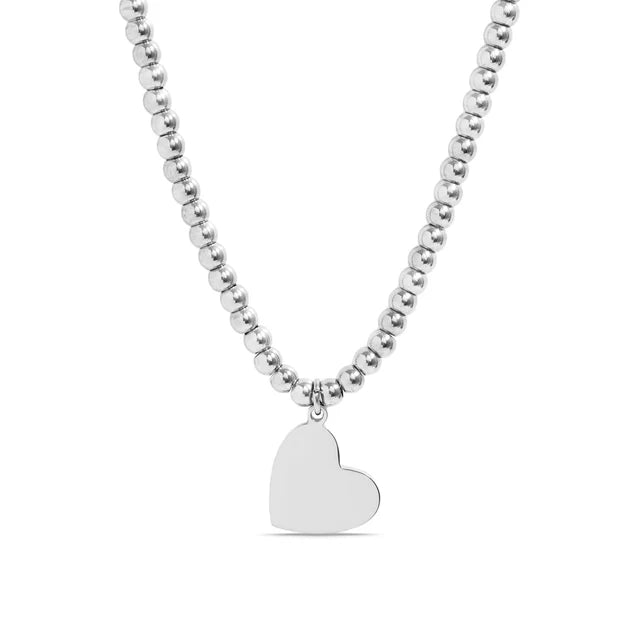 18K Coated Stainless Steel Heart Beaded Necklace with 2" Extension