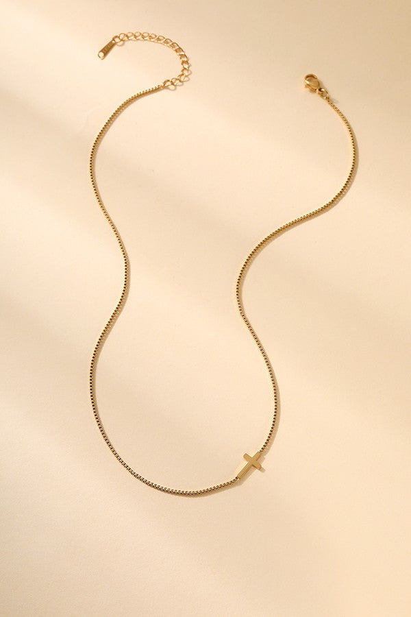 18K Stainless Steel Tarnish Free Cross Necklace