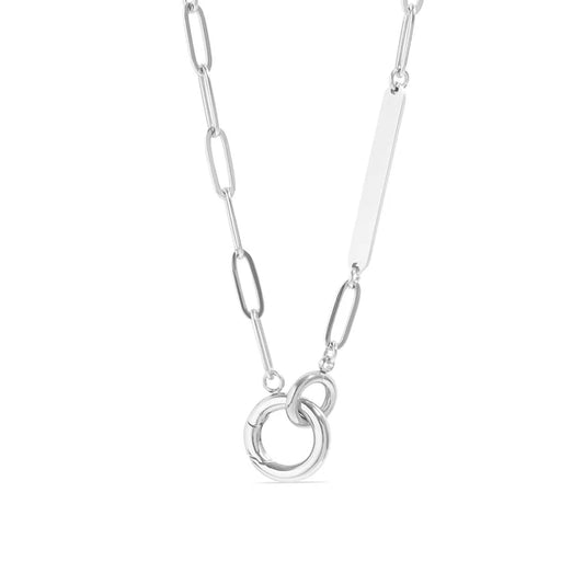 18K Gold Engravable Paperclip Charm Holder Necklace