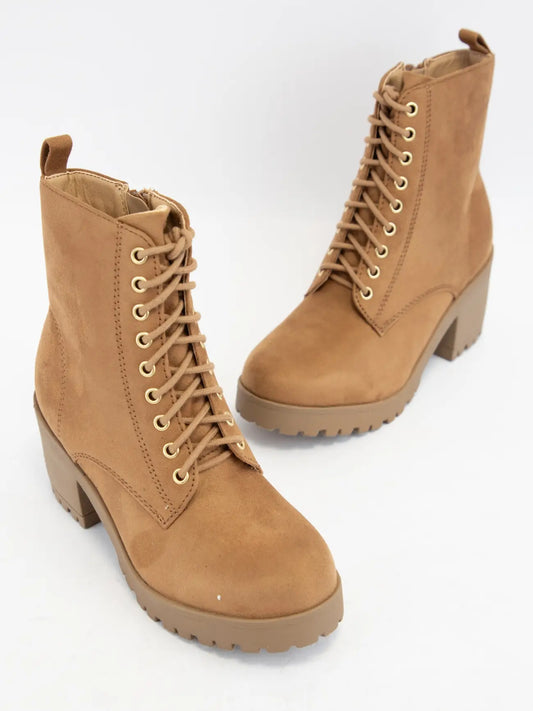 Combat Boots with Block Heel