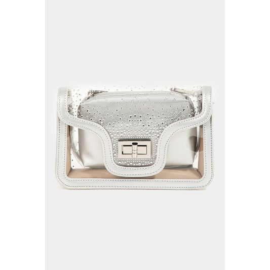 Transparent Rectangle Studded Crossbody Bag