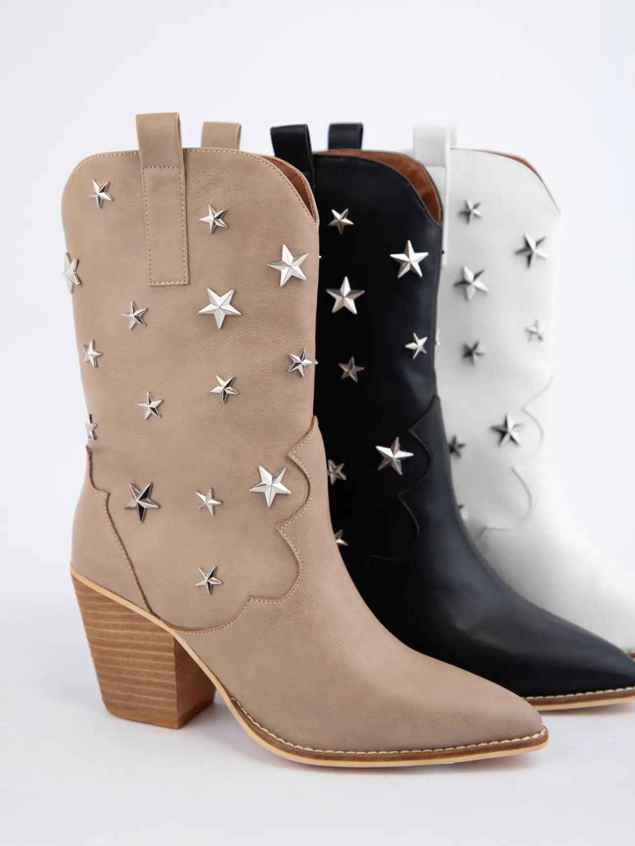 Star Stud Embellished Western Boots