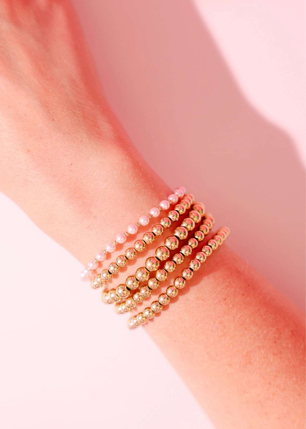 Pink Mini Luci Bracelet in Gold