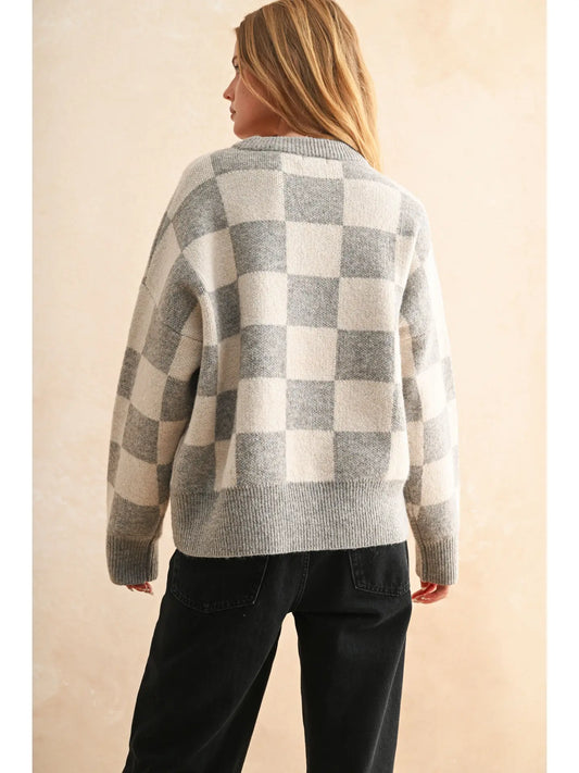 Checker Pattern Sweater Top
