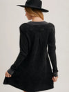 V-Neck Waffle Knit Mini Dress