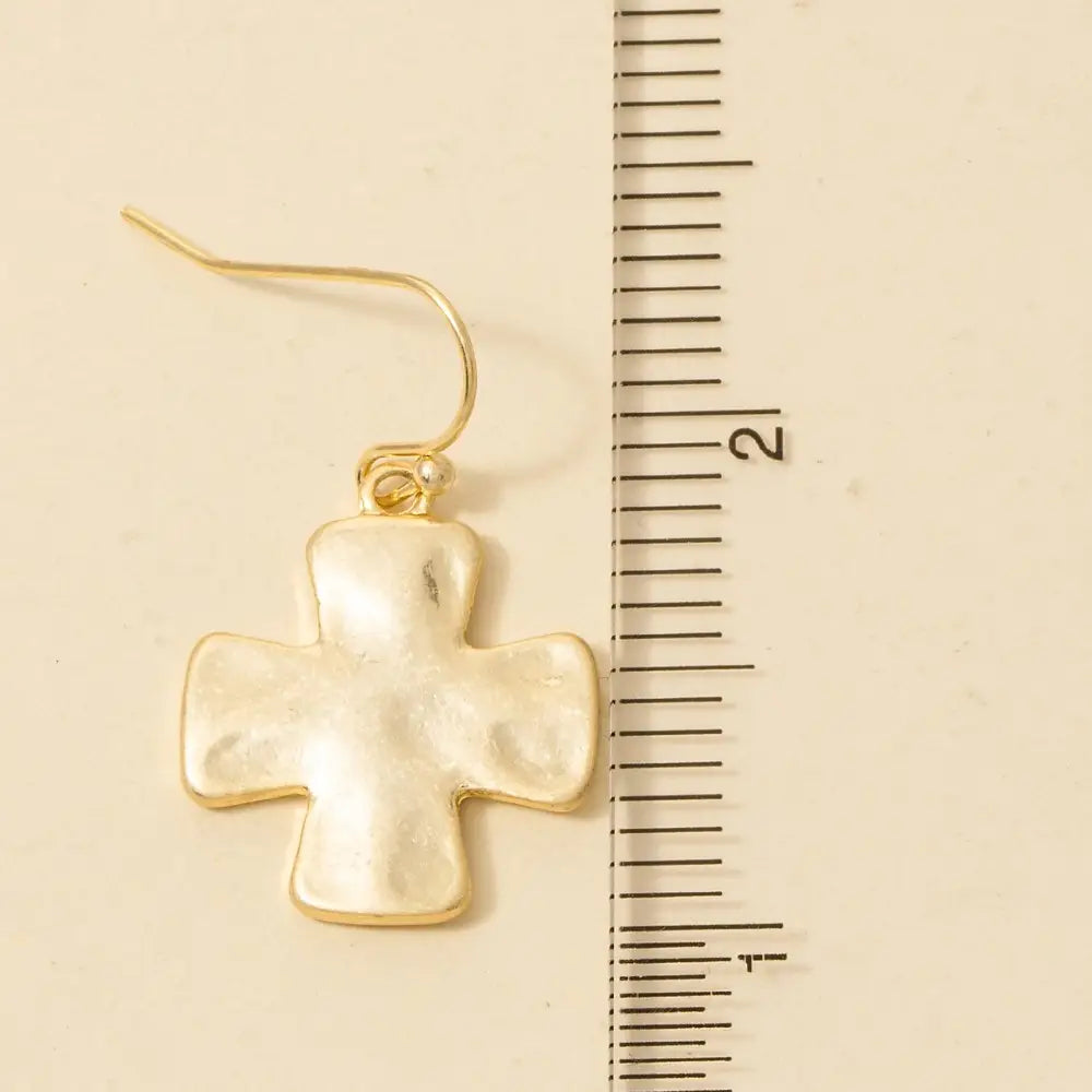 Vintage Gold Dipped Cross Dangle Earrings