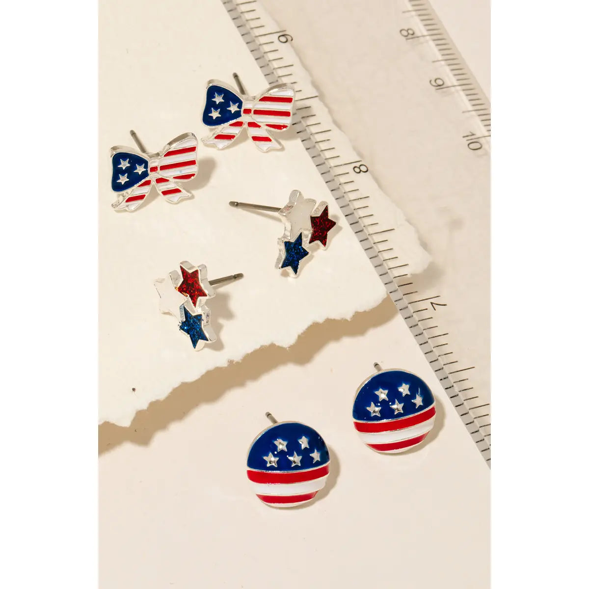 Assorted American Themed Stud Earrings Set