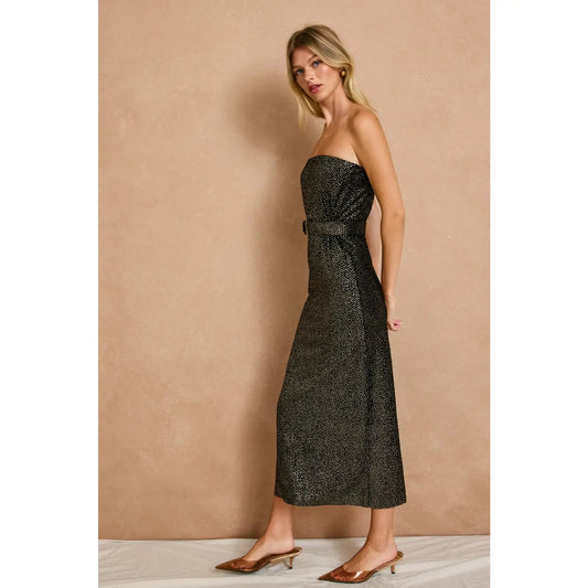 Sparkle & Sleigh Strapless Satin Plisse Dress