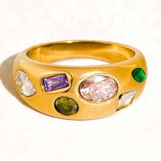 Orlume 18K Gold Non-Tarnish Colorful Cz Dome Ring