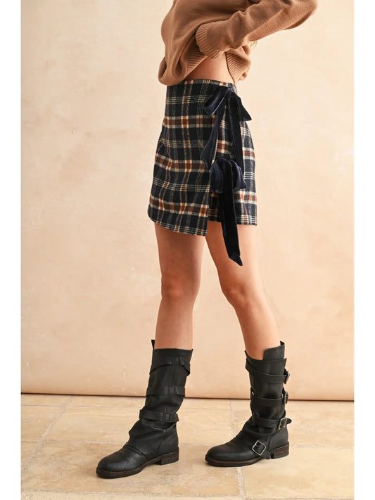 Plaid Pattern Wrap Skirt