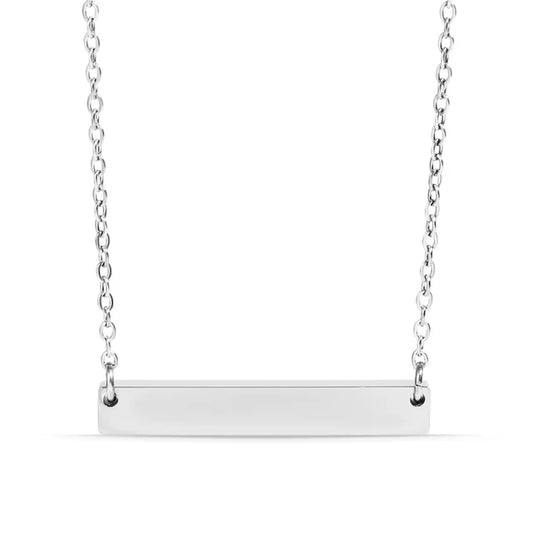 18K Gold Stainless Steel Blank Bar Necklace