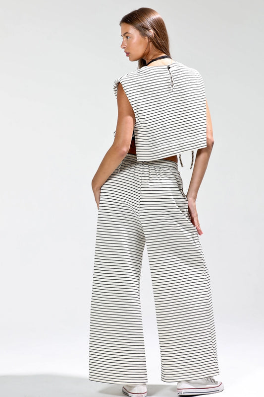 Elastic Waist Stripe Pants