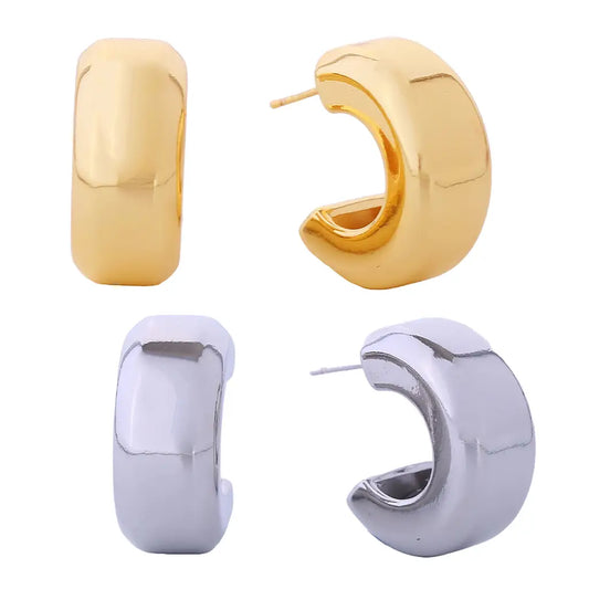 14K Dipped Chunky Half Hoop Post Earrings