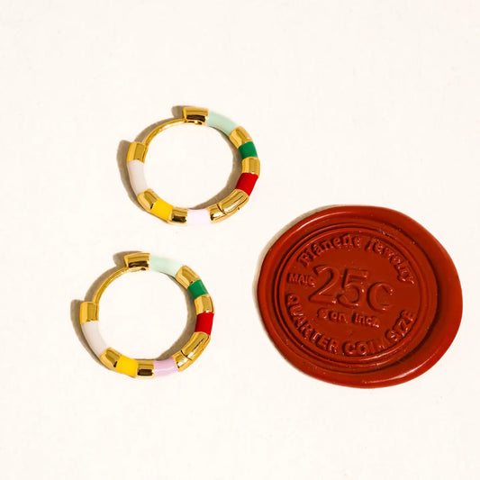 Avielle 18K Gold Vintage Enamel Hoop Earring