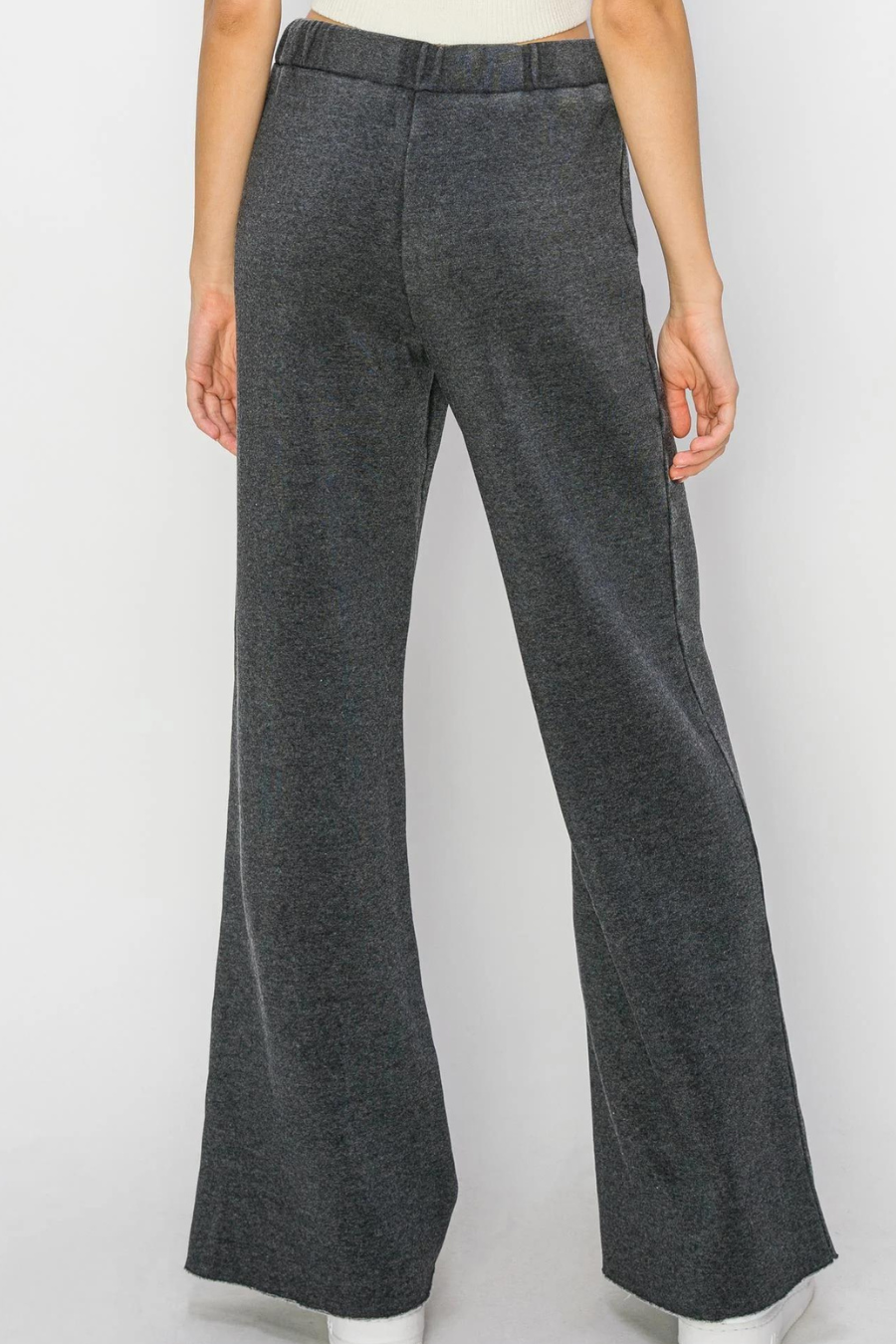 close of of back of eve draw string flare pants