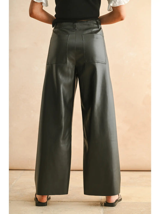 Pintuck Detail Front Pleater Wide Straight Pants