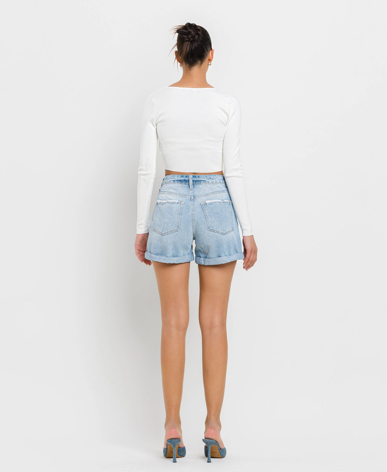 Mid Rise Double Cuffed Boyfriend Shorts