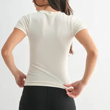 Essential Short-Sleeved Micro-Ribbed Athleisure Top
